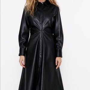 ZARA Midi Faux Leather Dress